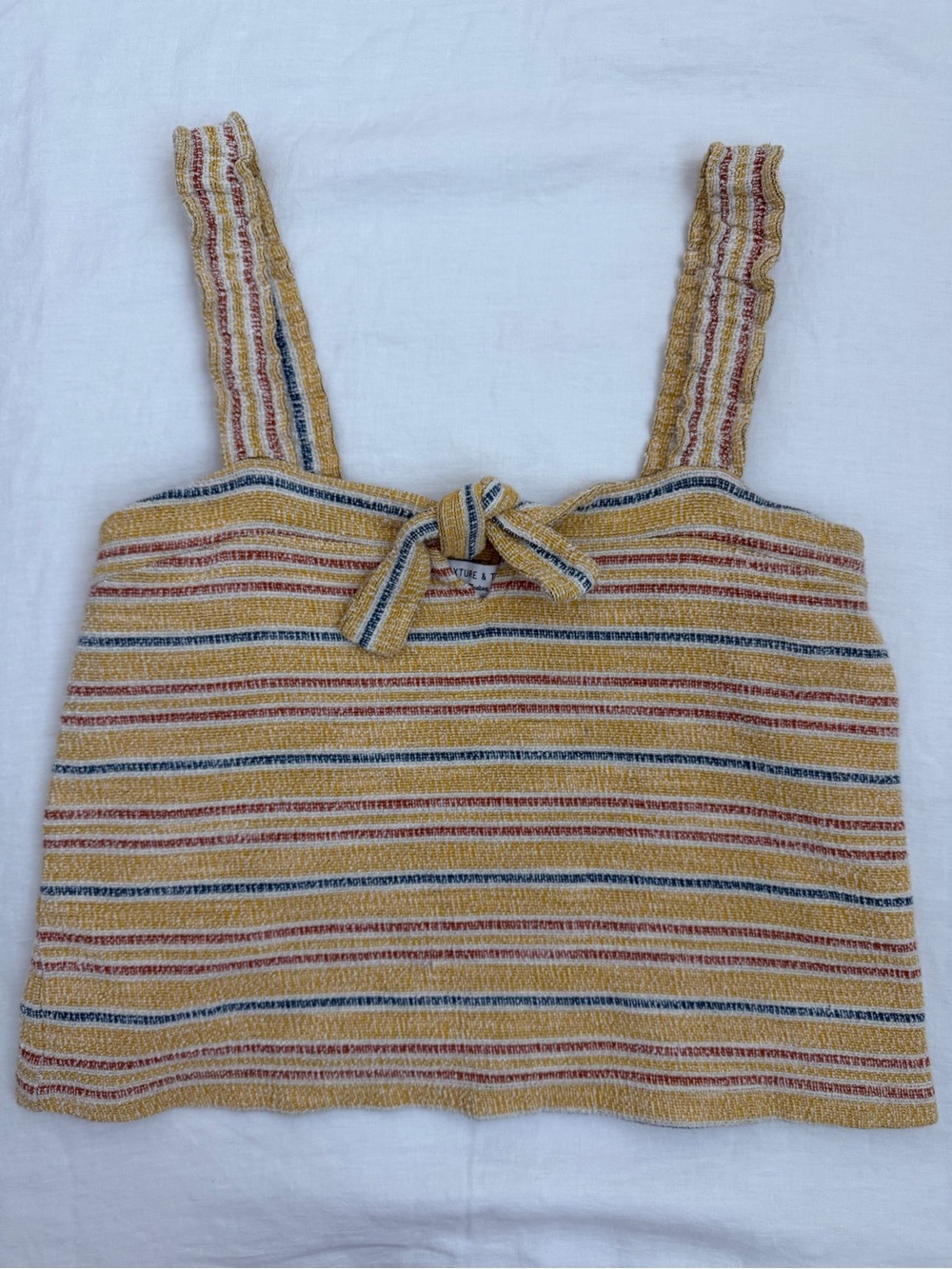Madewell Striped Yellow Tie-Front Cropped Tank